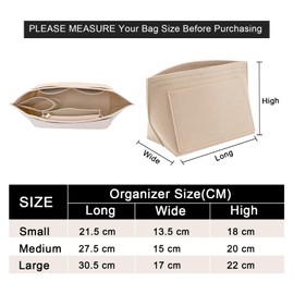 LOUKAYCCI Felt Purse Organiser Insert for Longchamp Le Pliage S Handbag Insert (Small, Beige)