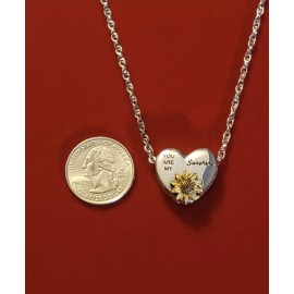 Cremation Jewelry, Urn Necklace, Silver You Are My Sunshine w/Sunflower Necklace