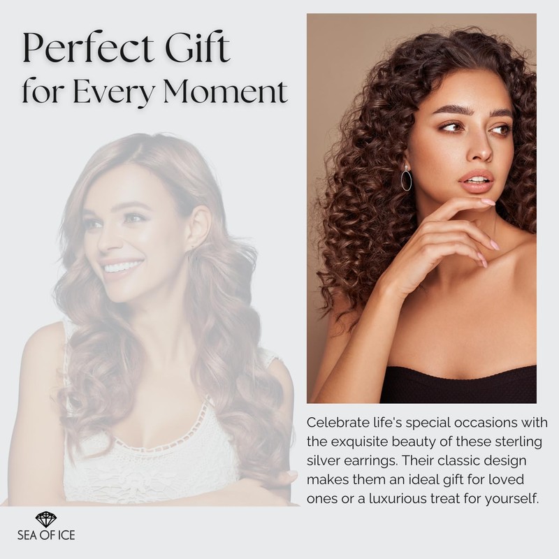 Sterling Silver Open Round Hoop Drop Dangle Earrings 5mm Bead