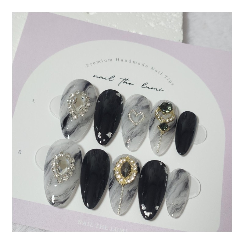 Twilight Smoke Handmade Nail Tips - Long Ballerina / 트와일라잇