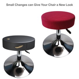 HuaLiSiJi Stool Cover, Round, 30-40 cm, Luxurious Fabric, Stretchy, Wrinkle-Free, Washable, Dustproof, Soft and Durable, Transformed Stools in Seconds (2, Burgundy)