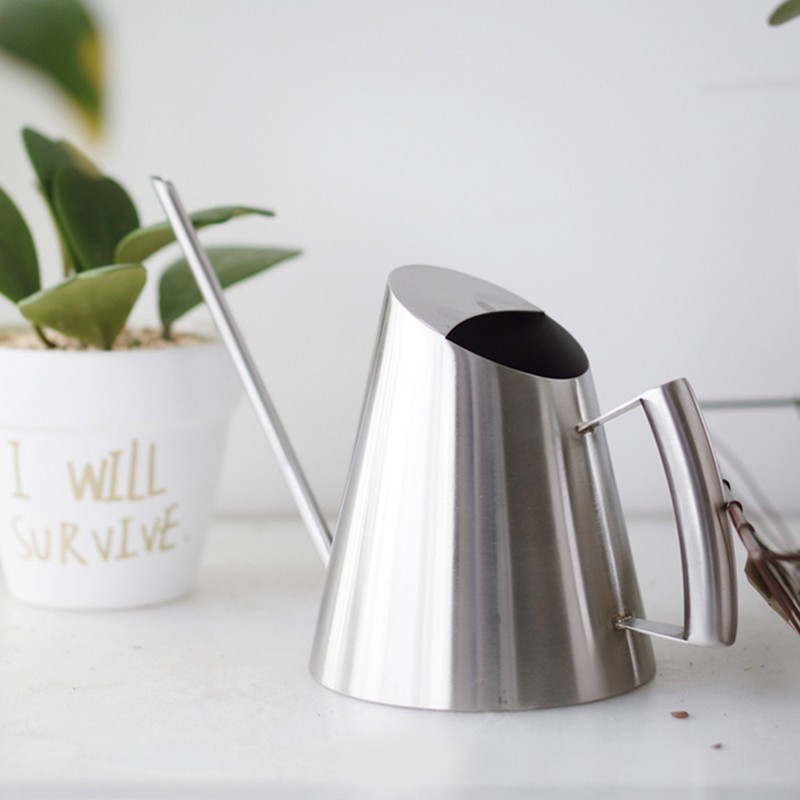 1500ml Stainless Steel Watering Can Brushed Garden Planting Indoor Outdoor