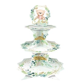 WEEPA Greenery Eucalyptus Oh - Soporte para magdalenas de bebé, color verde salvia, decoraciones para baby shower con texto en inglés ""We can Bearly Wait"", 19255