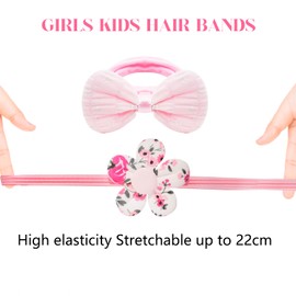 enop 30 Pcs Toddler Hair Ties with Bows,Cute Flower for Girls Kids,Soft Seamless Hair Ties for Little Girls