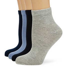 s.Oliver Women's Unisex Classic Quarter 4p 100 DEN Ankle Socks - (pack of 4), Gray (stone mix 76), 35