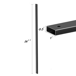 100 Pack Deck Balusters 26'' Rectangle Staircase Baluster, Black Metal Deck Spindle and Stairs Railing,Hollow Flat Deck Balusters for Deck Railing Porch