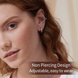 ChicSilver 925 Sterling Silver Ear Cuff Earrings for Women Chunky Beaded Ball Clip on Wrap Hoop Non Pierced Cartilage Earrings Hypoallergenic