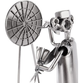 BRUBAKER Screw Figure Darts Championship - Handcrafted Iron Figure Metal Man Player with Dartboard - Metal Figure Gift for Darts Players and Darts Fans
