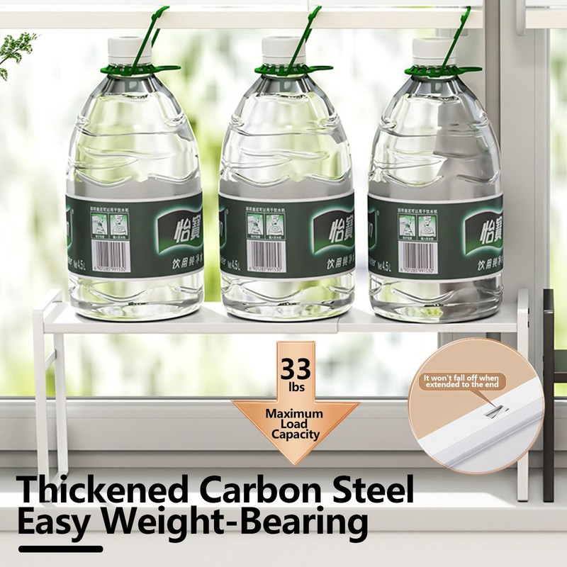 Stuzos Retractable Over The Sink Shelf - Carbon Steel Window
