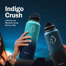 BUZIO 40oz Insulated Stainless Steel Water Bottle with Straw Lid, Wide Mouth Double Vacuum Water Bottle, Keep Hot 24H & Cold 48H, Sports Canteen Water Bottle Great for Hiking & Biking, Starry Indigo