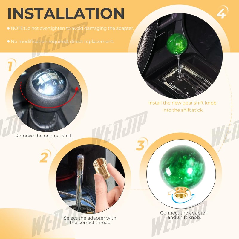 WENJTP 3PCS Shift Knob Thread Adapters M10 X 1.25 ID