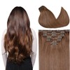 EnthayPow Clip in Hair Extensions Real Human Hair，Brown Hair Extensions