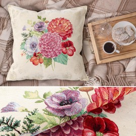 ANRO Cushion Cover Decorative Cushion Sofa Cushion Cover Tapestry Flower Bouquet 45 x 45 cm without Filling