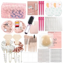 Juego de 60 piezas de emergencia de boda con bolsa de maquillaje para mujeres, juego de supervivencia esencial para el día de la boda, kit todo en uno para el cuidado personal de las mujeres