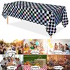 2 Pack Black and Iridescent Checkered Plastic Tablecloth, 54" x
