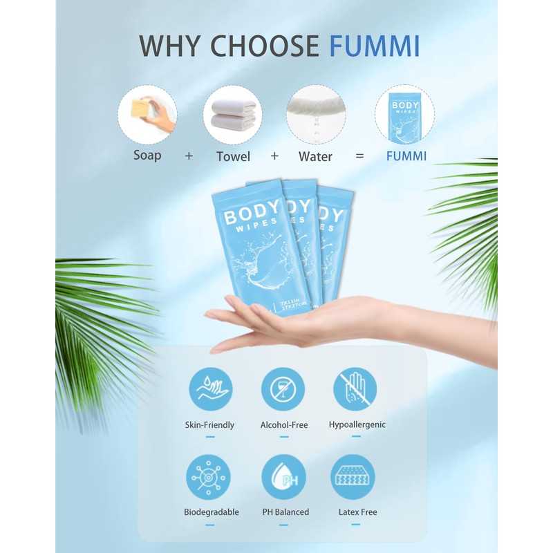 FUMMI 300 Pack Body Wipes – Large Individually packaged Bath