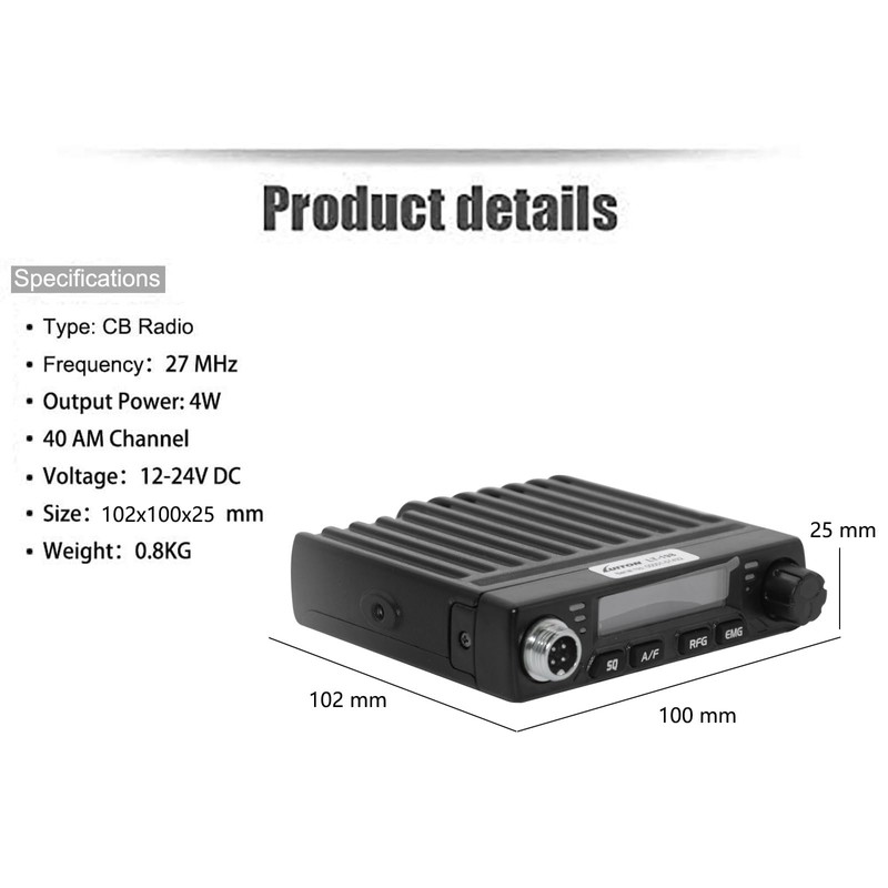 Mini Small CB Radio LT-198 Compact Design with External Speaker