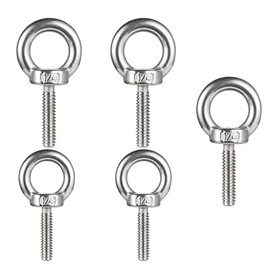 CCTVMTST 5 Pieces Stainless Steel 304 1/4 inch - 20 x 1 inch Male Thread Lifting Ring Eyebolt Screws Machinery Shoulder