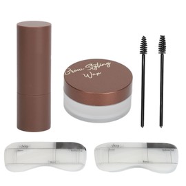 Eyebrow Powder Stamp Kit with 2Pcs Brushes 20Pcs Stencils Long Lasting Eyebrow Stamping Set for Beginners 02 Dark Gray