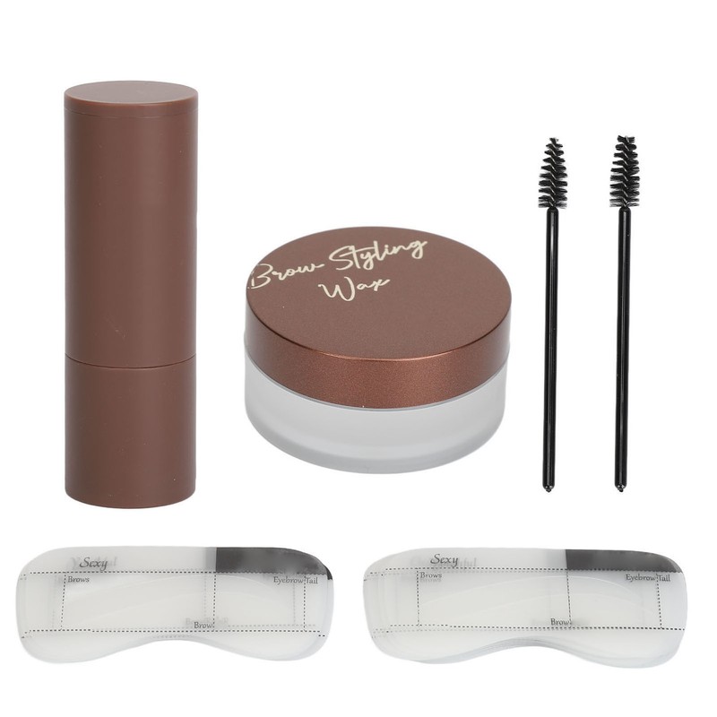 Eyebrow Powder Stamp Kit with 2Pcs Brushes 20Pcs Stencils Long