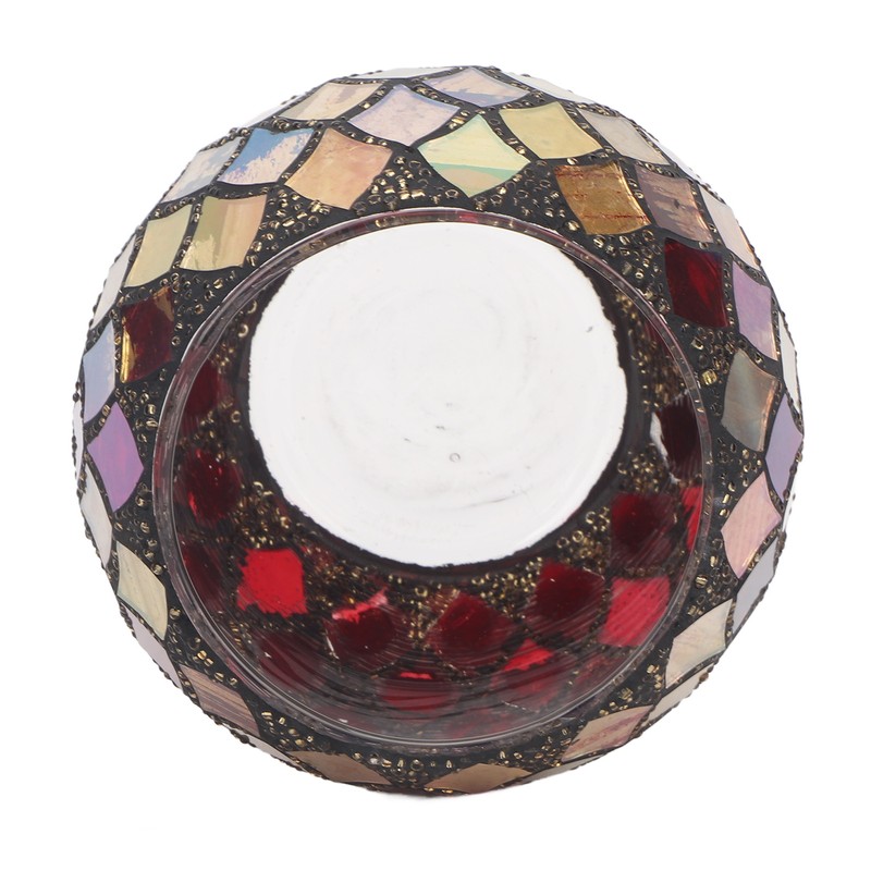 Mosaic Glass Tea Light Holder Romantic Decorative Red Handmade Cracked