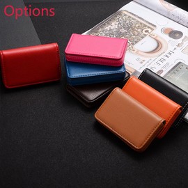 Yellow PU Leather Business Card Holder with Name Card Holder and Magnetic Closure Suitable for Business People