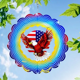 Wind Spinners Outdoor Garden Decor, 12“ American Flag Eagle Metal Wind Spinner for Yard Decorations Outdoor, Wind Spinners for Yard and Garden Front Porch Patio Decor