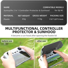 High-Quality Guard Screen Controller Protector with Sun Hood for DJI Mini 3 Pro RC Remote, Two-in-One Design, Secure and Durable Plastic Material for Effective Screen and Button Protection