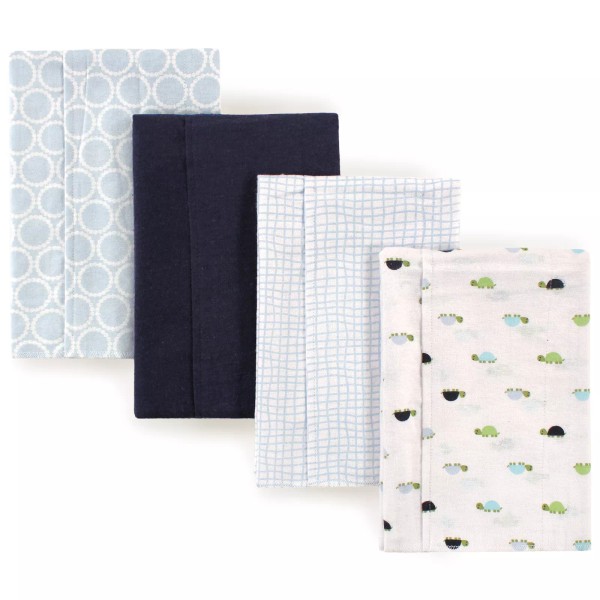 Luvable Friends Baby Boy Cotton Flannel Burp Cloths 4pk, Turtle,