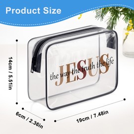 Jesus Bible Verse Makeup Bag Christian Gifts for Women Inspirational Religious Gifts for Her Best Friend Mom Daughter Sister Boss Faith Affirmations Gifts Clear PVC Cosmetic Bag Zipper Toiletry Bag