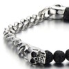 COOLSTEELANDBEYOND Mens Curb Chain 8MM Black Volcanic Lava Rock Stone