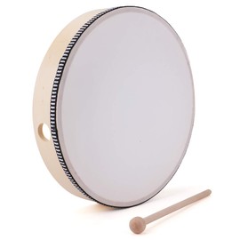 Foraineam 10 Inch Hand Drum Music Percussion Wood Frame Drum with Drumstick Music Rhythm Instruments