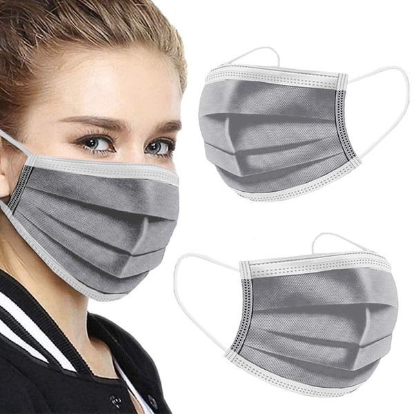 100PCS Grey 3 ply Disposable Face Masks