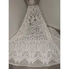 Wowfabric4less123 White  4way stretch sequin Lace fabric 50” Width Sold By The Yard