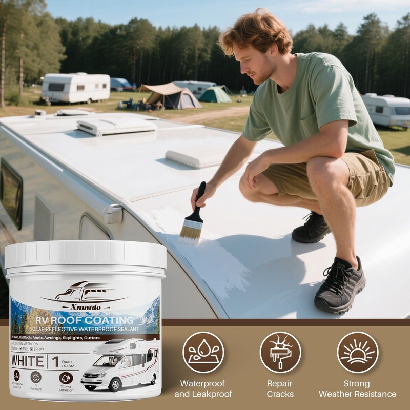 Xmntdo RV Roof Coating - White, 1 Quart (946ml) -