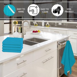 Ultra-Premium Cotton Waffle Weave Kitchen Dish Hand Tea Towel 18 x28 inches Super Absorbent, Washable Drying and Cleaning and Quick Drying, Dish Rags 6 Pack (Blue, 6)