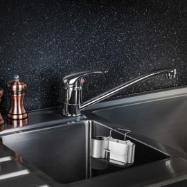 LITAHAO Sponge Holder for Kitchen Hanging Sink Organizer Sink Caddy Sponge Holder Stainless Steel Kitchen Accessories Dish Brush Holder Scrubber Soap Dispenser Storage Tray