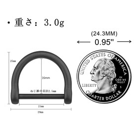 TISUR Titanium D-Ring Black for Smart Key D-Can DIY Leather Craft Bag Strap Purse Parts (Extra Large / 21mm Screw Rod - Frosted/Black 2pcs)