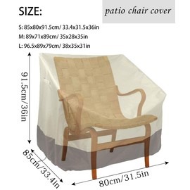 Patio Chair Covers Outdoor Lounge Chair Durable Cover Waterproof Furniture Single Chair Sofa Cover for Veranda Garden Patio (Apricot & Coffee, L: 38x35x31in/ 96.5x89x79cm)