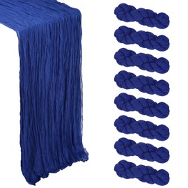 Paquete de 8 caminos de mesa de gasa de 10 pies, color azul real, tela rústica de 120 pulgadas, para decoración de novia, baby shower, boda, centro de mesa del hogar