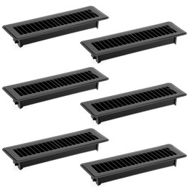 Sumnacon Floor Register 2 x 10 Inch Metal Floor Vents 6 Pack Floor Vent Covers with Adjustable Air Supply Lever, Rust Proof Vent Cover 2x10'',Decorative Vent Covers for Home Floor,Black