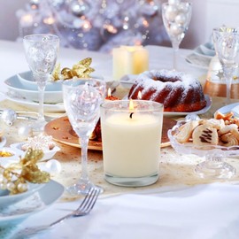 Set of 6 White Votive Candles, Clear Glass Filled Unscented Soy Wax Candle for Home Décor Weddings Spa Holidays Party and DIY