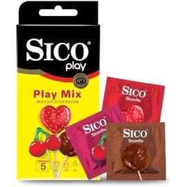 Sico Play Mix, Condón de látex texturizado y de sabores mixtos 5 pzas