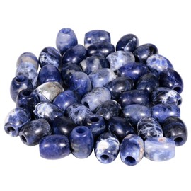 Nupuyai 4.5 mm Sodalite Crystal Stone Beads Large Hole Oval Shape Loose Beads for Bracelet Necklace Jewellery Making, Pack of 18