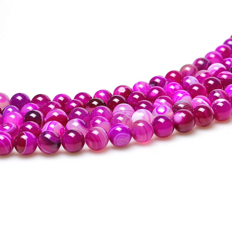 jartc Rose Ronda de rayas ágata Gemstone Beads, 6 mm,