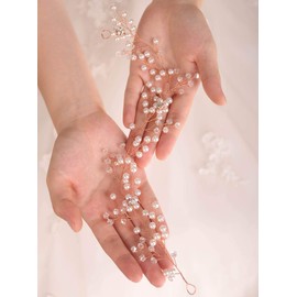 fxmimior Bridal Wedding Headpiece Hair Vine Crystals Rhinestone Headband Tiara Wedding Party Evening Hair Accessory (rose gold)