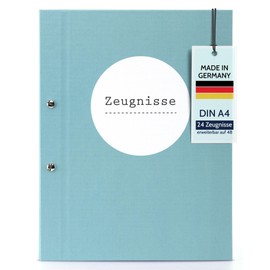 goldbuch 36113 Certificate Folder Pastel Turquoise, DIN A4 Document Folder with Screw Closure and 12 Clear Pockets, Linen Texture Folder with 12 Sleeves, approx. 24 x 31.5 x 2 cm.