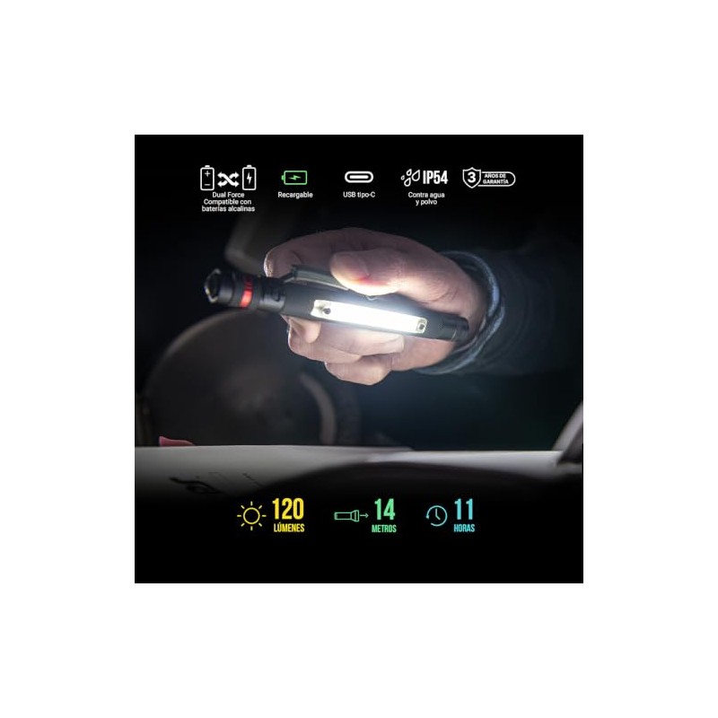Coast® G23 - Linterna LED alcalina de doble potencia con