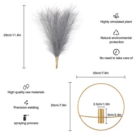 Pretty Jolly Wall Decor, Wall Metal vase Decoration Holder, Wall-Mounted Artificial Flowers, Golden Wall Decor Fake Pampas 2 Pack, Wall Art Artificial Greenery, Farmhouse, Boho