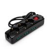 9-way power strip: 3 Schuko sockets + 6 two-value sockets